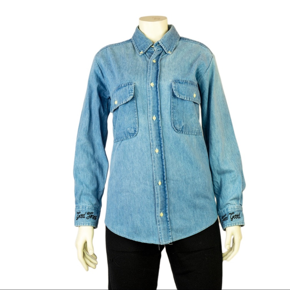 One Teaspoon Button Down Shirt, Blue, Size S